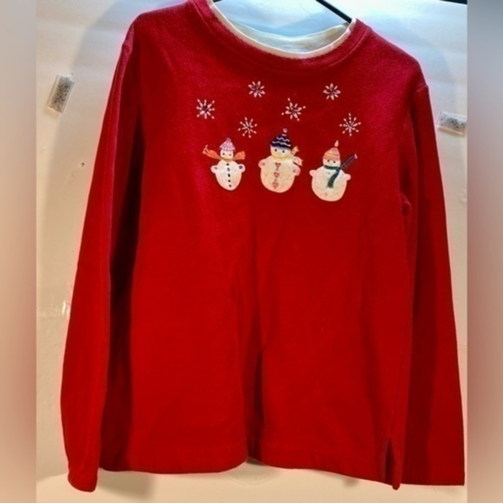WHITE STAG FLEECE LINED LADIES SNOWMAN SWEATSHIRT SIZE S(4/6)